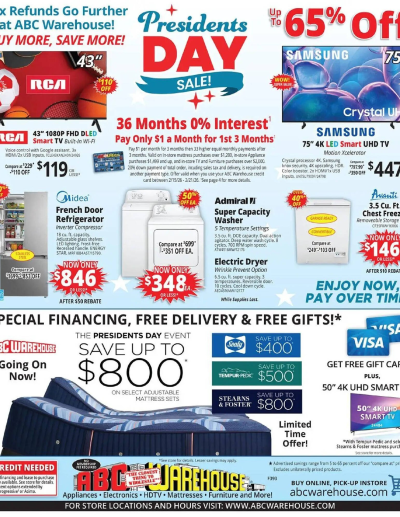 ABC Warehouse ad catalog