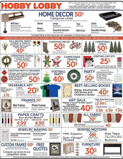 Hobby Lobby ad catalog