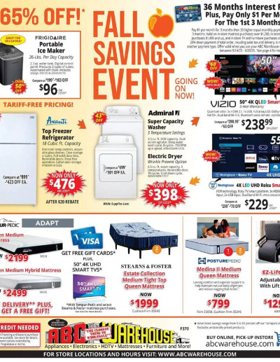 ABC Warehouse ad catalog