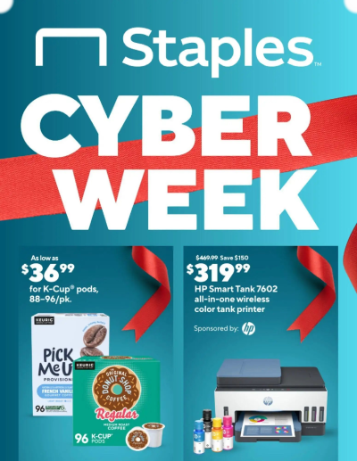 Staples offer from 11/30/2025 Cyber Week ad catalog