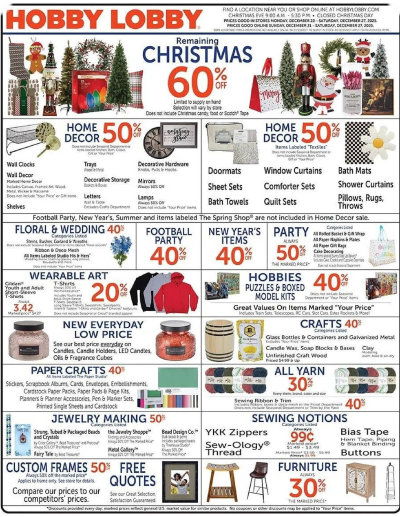 Hobby Lobby ad catalog