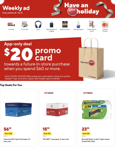  Latest Staples offer from 11/09/2025 ad catalog
