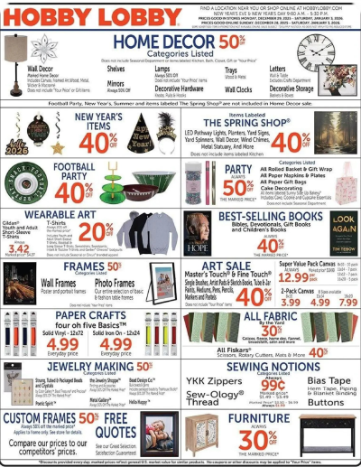 Hobby Lobby ad catalog
