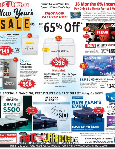 ABC Warehouse offer from 12/28/2025 ad catalog