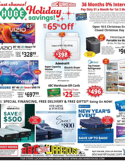 ABC Warehouse ad catalog