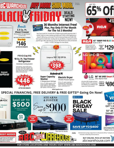 ABC Warehouse ad catalog
