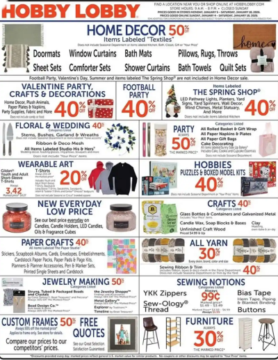 Hobby Lobby ad catalog
