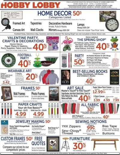 Hobby Lobby ad catalog