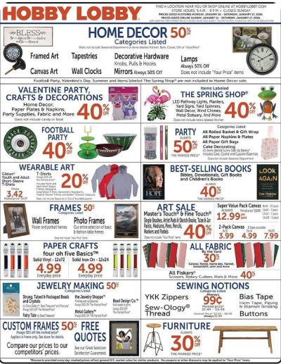 Hobby Lobby offer from 01/11/2026 ad catalog