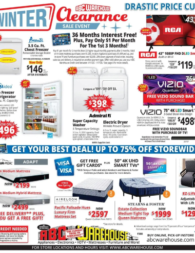 ABC Warehouse ad catalog