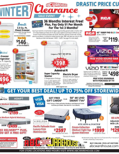 ABC Warehouse offer from 01/18/2026 ad catalog