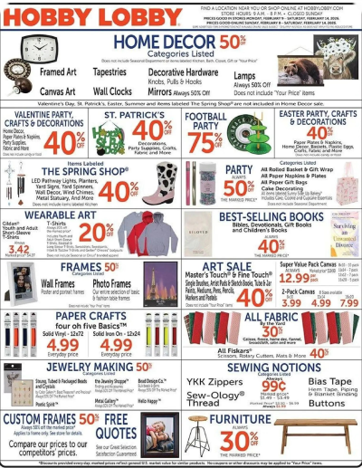 Hobby Lobby ad catalog