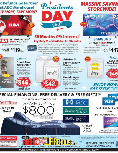 ABC Warehouse ad catalog
