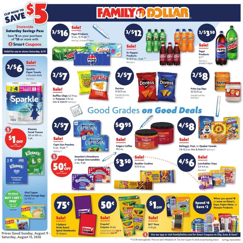 FAMILY DOLLAR weekly ad Aug 9 – Aug 16, 2026 – page 1