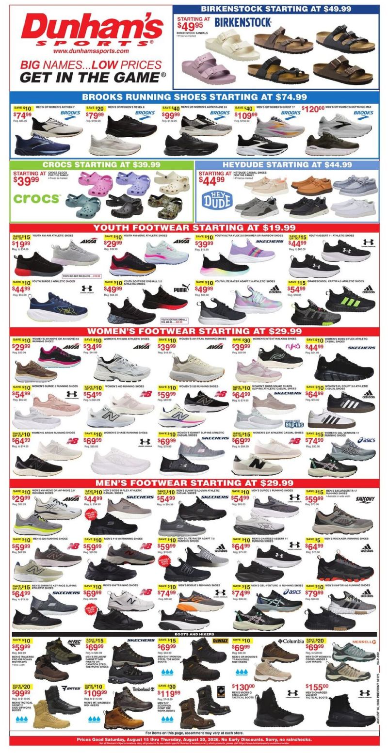 DUNHAM'S SPORTS weekly ad Aug 15 – Aug 21, 2026 – page 1