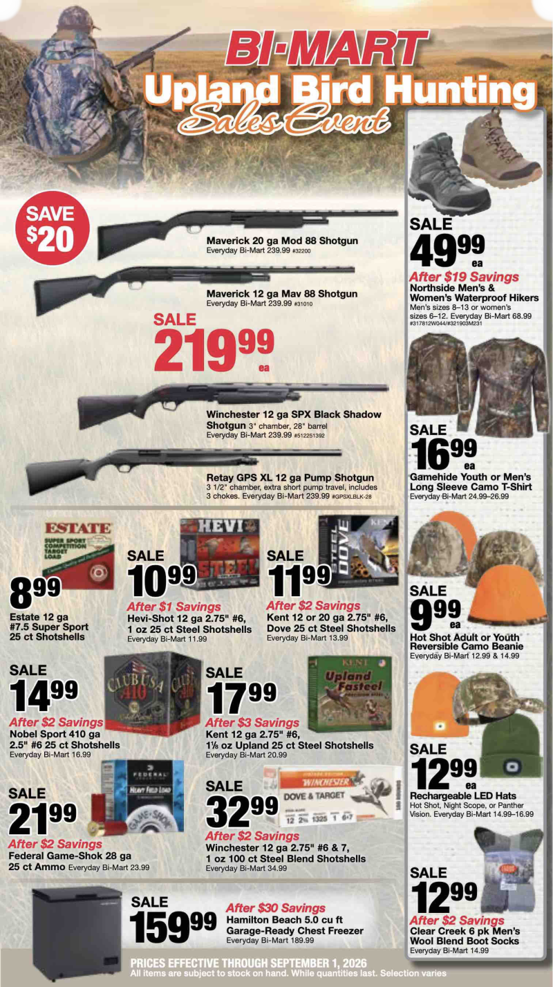 BI-MART weekly ad Aug 18 – Sep 20, 2026 – page 1