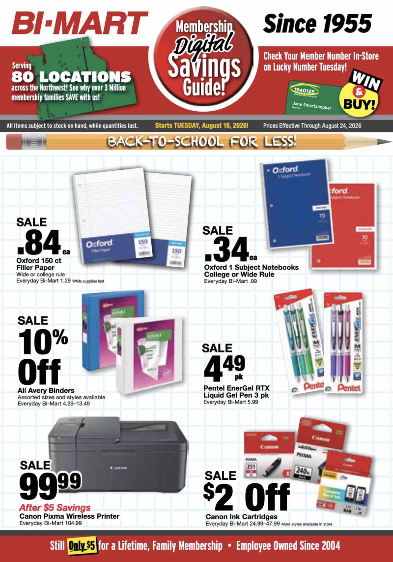 BI-MART weekly ad Aug 18 – Sep 20, 2026 – page 1