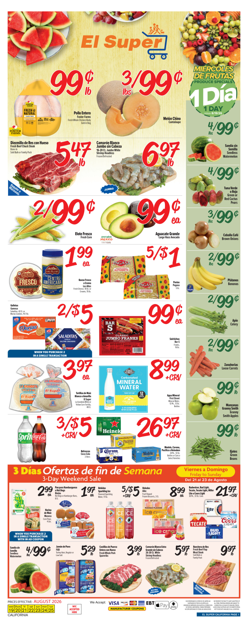 EL SUPER weekly ad Aug 19 – Aug 25, 2026 – page 1