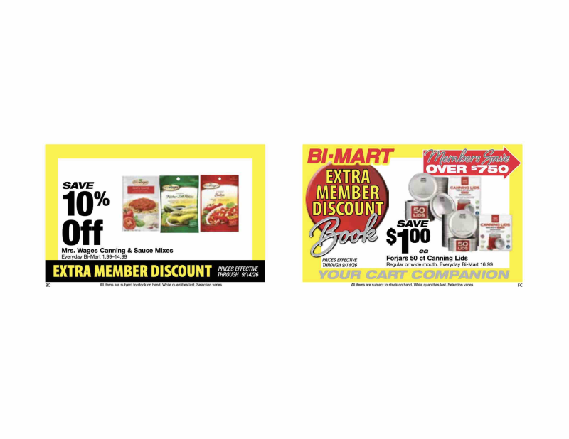 BI-MART weekly ad Aug 24 – Sep 26, 2026 – page 1