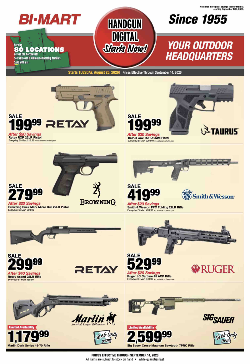 BI-MART weekly ad Aug 25 – Sep 27, 2026 – page 1