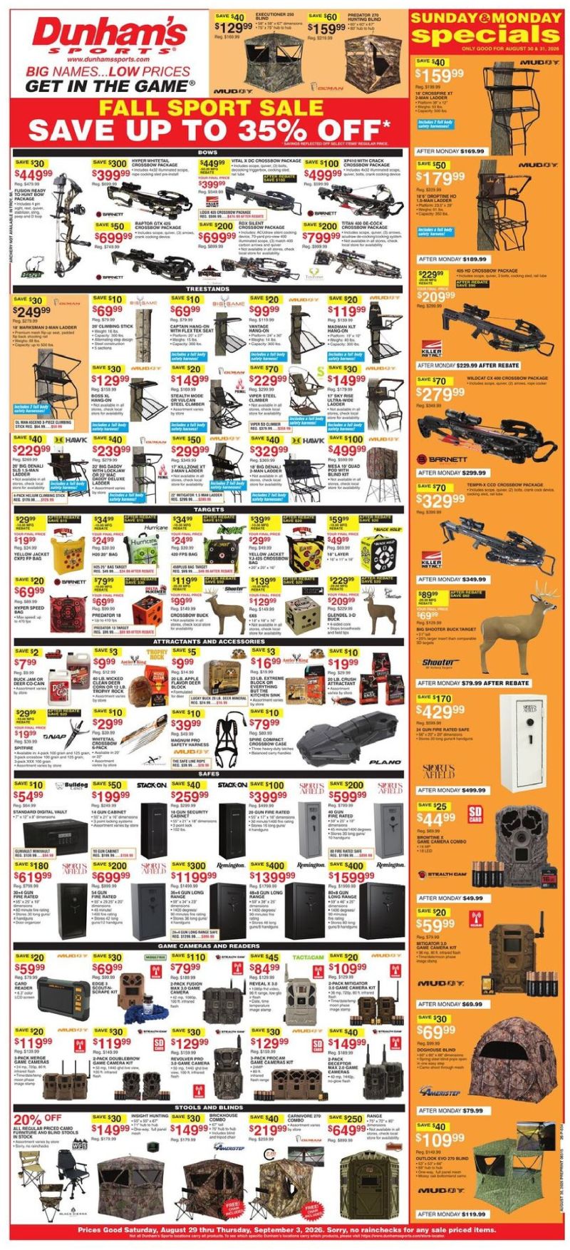 DUNHAM'S SPORTS weekly ad Aug 28 – Sep 4, 2026 – page 1