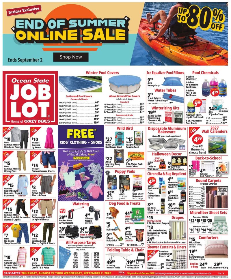 OCEAN STATE JOB LOT weekly ad Aug 27 – Sep 3, 2026 – page 1
