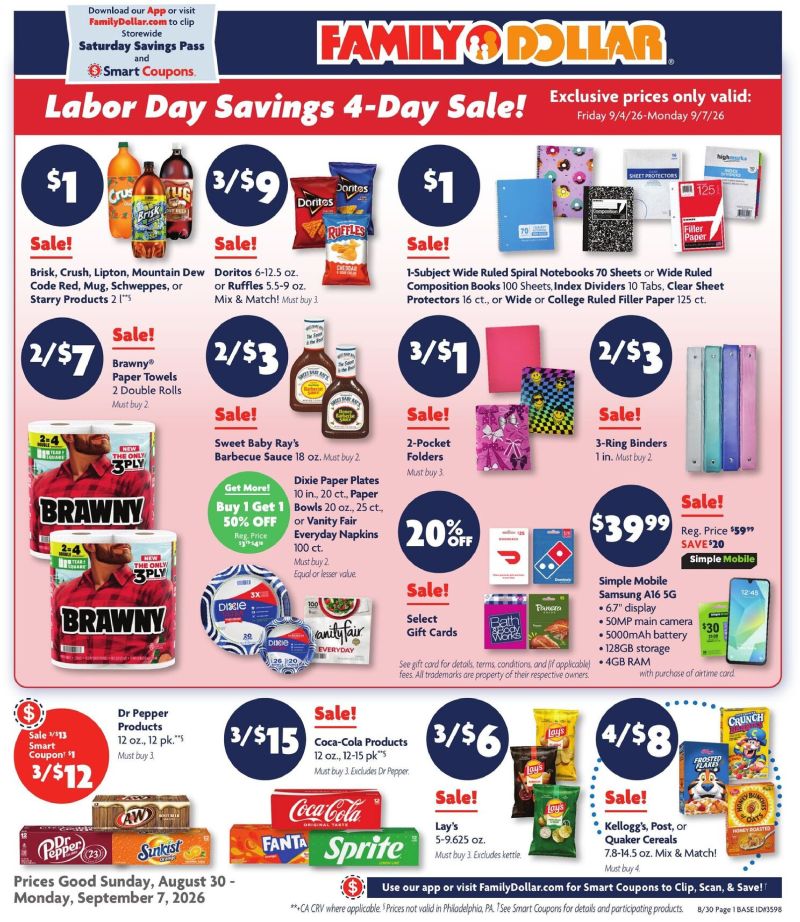 FAMILY DOLLAR weekly ad Aug 30 – Sep 8, 2026 – page 1