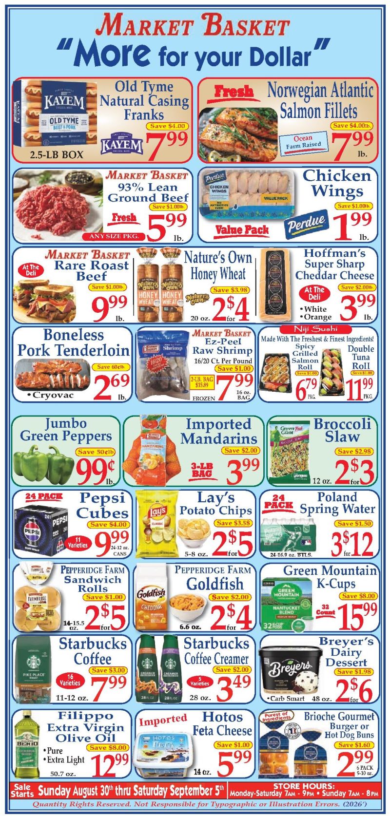 MARKET BASKET weekly ad Aug 31 – Sep 5, 2026 – page 1