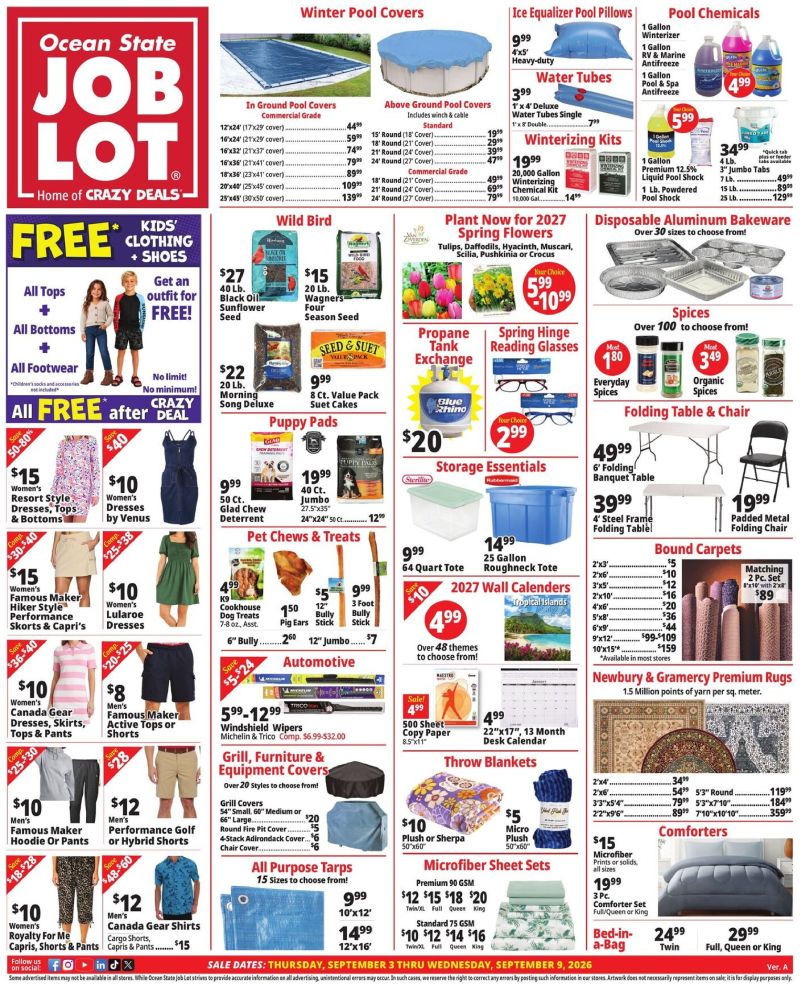 OCEAN STATE JOB LOT weekly ad Sep 3 – Sep 10, 2026 – page 1