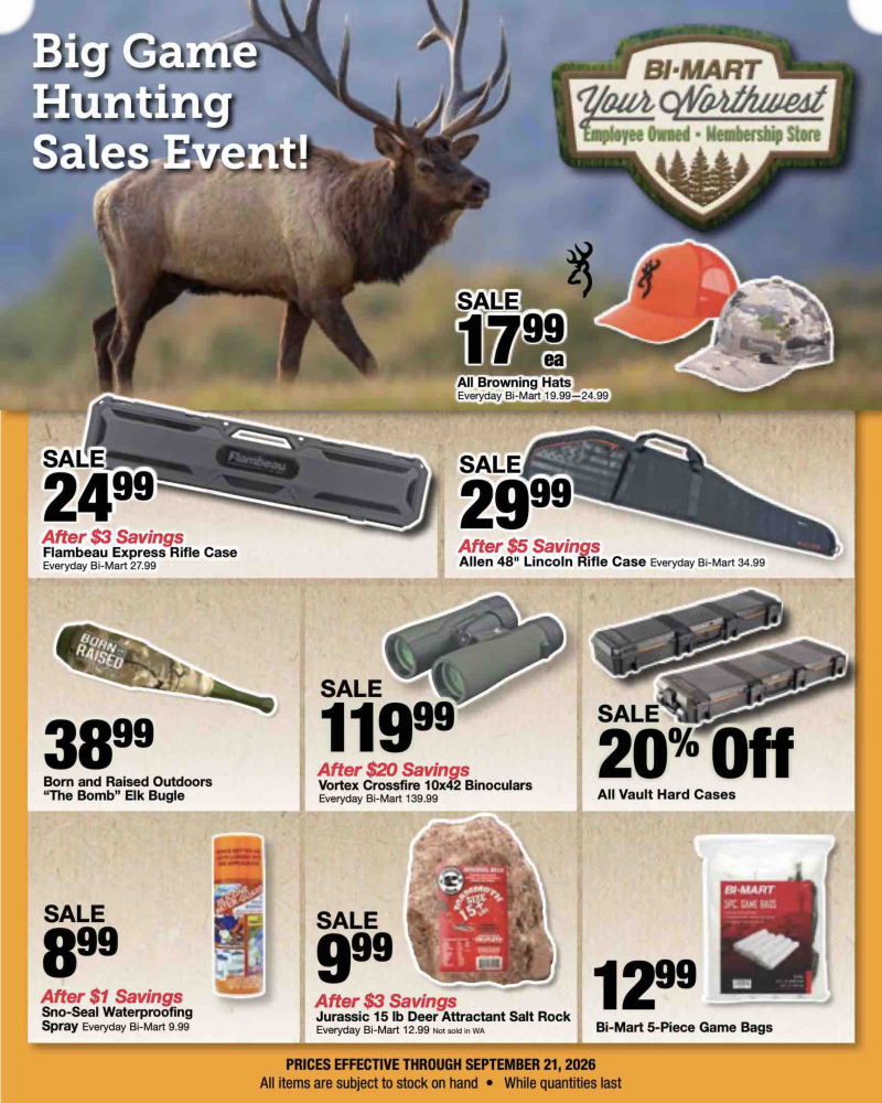 BI-MART weekly ad Sep 8 – Oct 10, 2026 – page 1