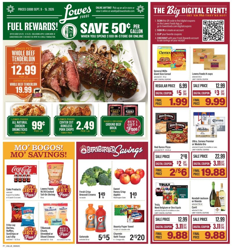 LOWES FOODS weekly ad Sep 9 – Sep 16, 2026 – page 1