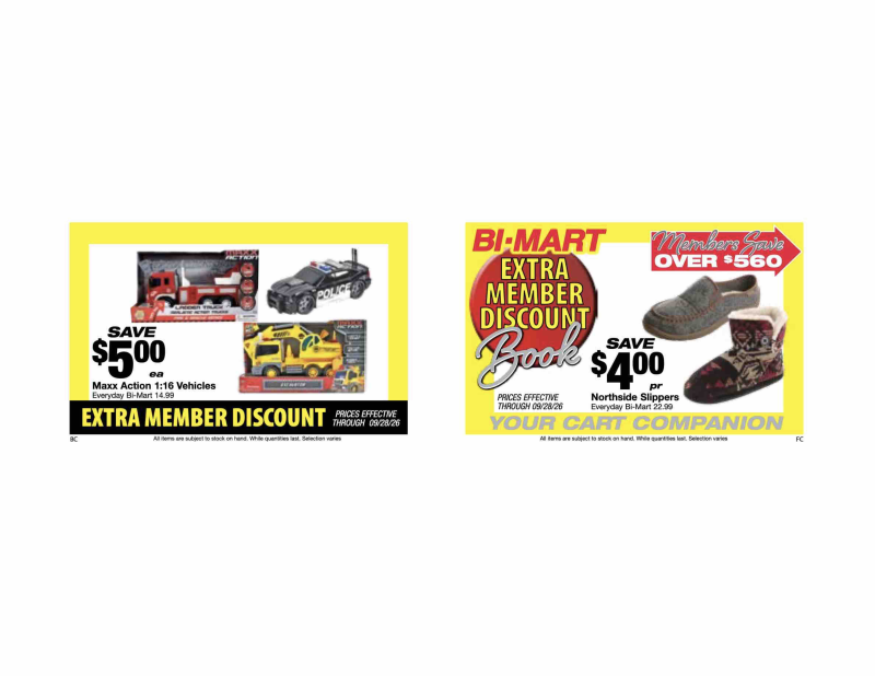 BI-MART weekly ad Sep 14 – Oct 16, 2026 – page 1