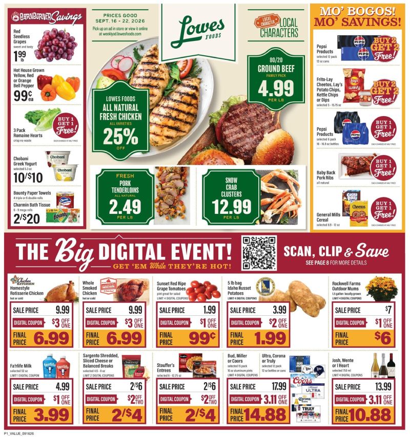 LOWES FOODS weekly ad Sep 16 – Sep 23, 2026 – page 1