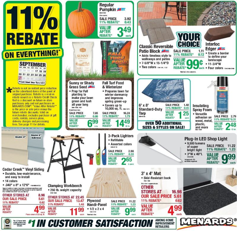 MENARDS weekly ad Sep 16 – Sep 28, 2026 – page 1