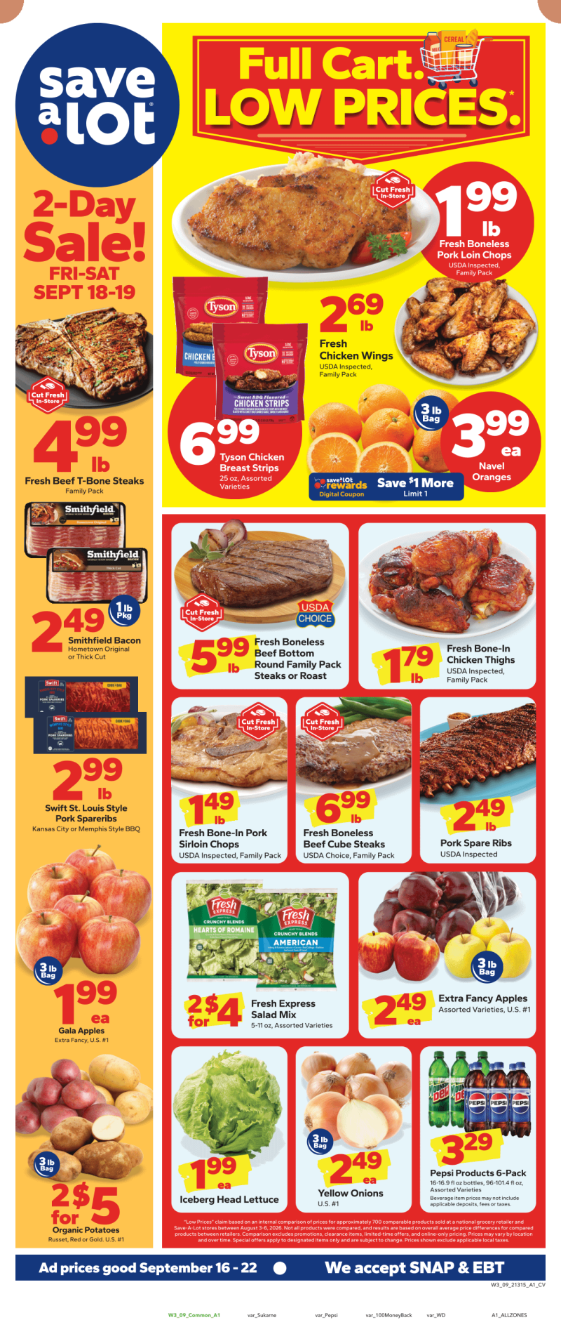SAVE A LOT weekly ad Sep 16 – Sep 23, 2026 – page 1