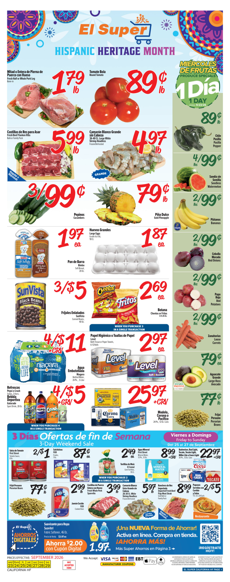 EL SUPER weekly ad Sep 23 – Sep 29, 2026 – page 1