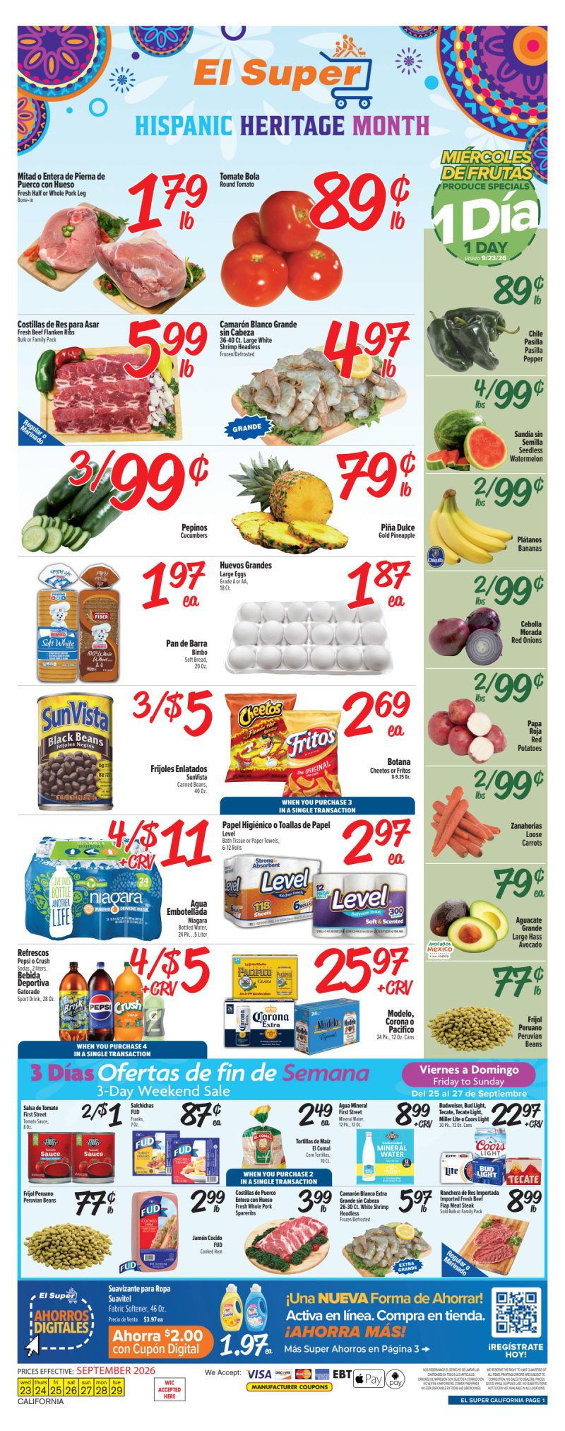 EL SUPER weekly ad Sep 23 – Sep 29, 2026 – page 1