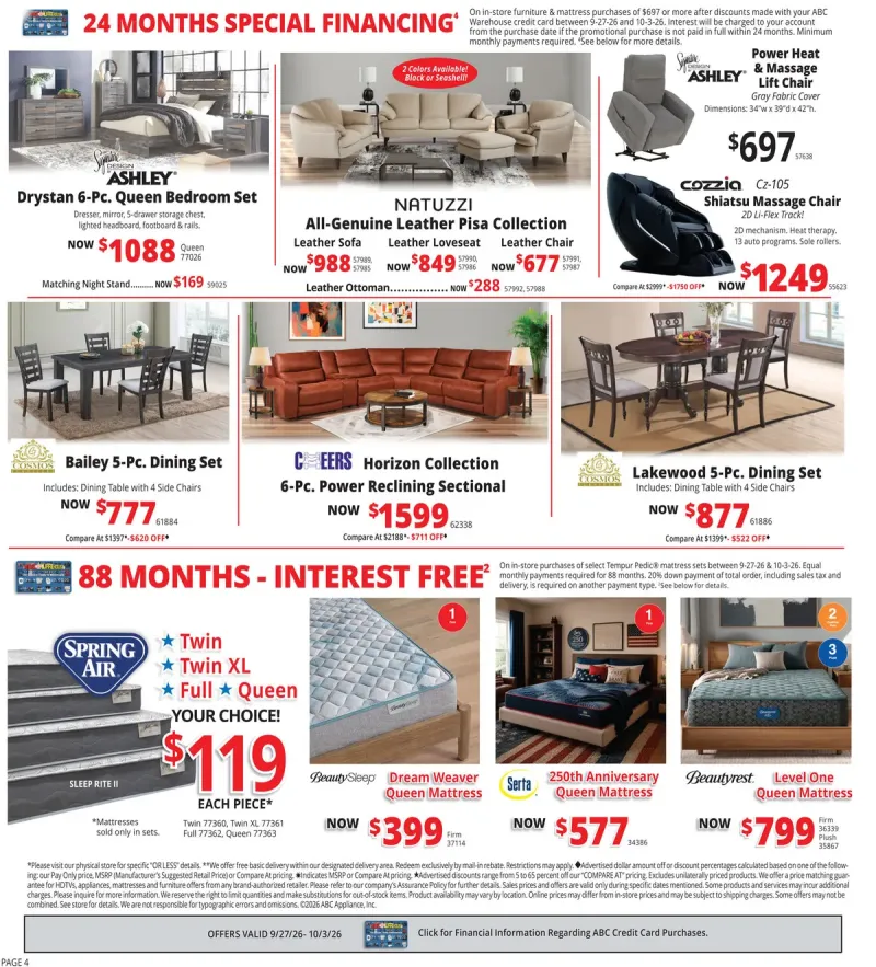 ABC WAREHOUSE weekly ad Sep 27 – Oct 3, 2026 – page 4