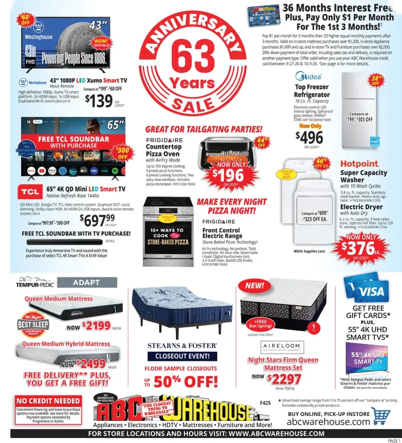 ABC WAREHOUSE weekly ad Sep 27 – Oct 3, 2026 – page 1