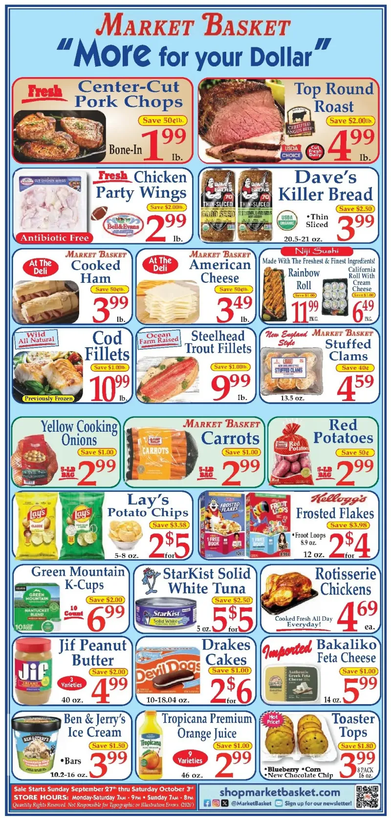 MARKET BASKET weekly ad Sep 28 – Oct 3, 2026 – page 1