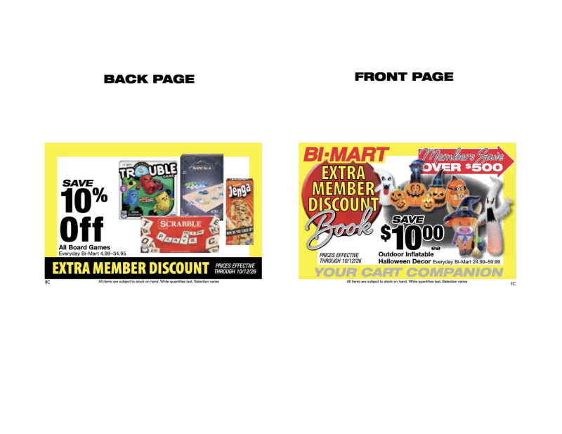 BI-MART weekly ad Sep 28 – Oct 30, 2026 – page 1
