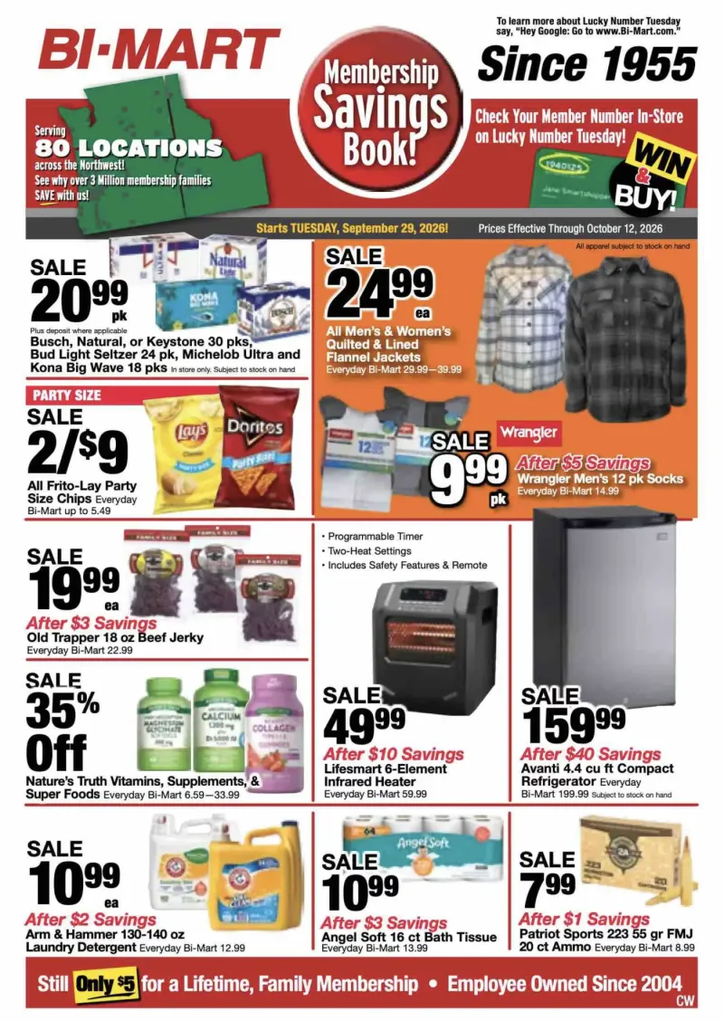 BI-MART weekly ad Sep 29 – Oct 31, 2026 – page 1