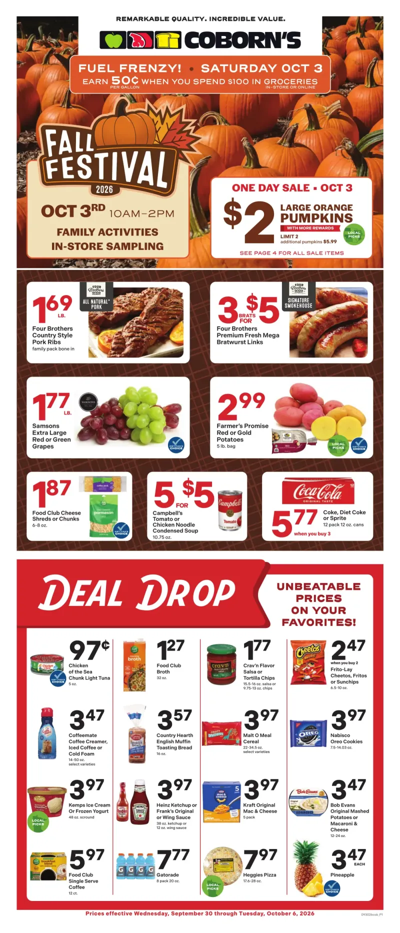 COBORN'S weekly ad Sep 30 – Oct 7, 2026 – page 1