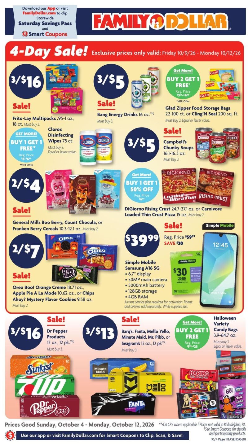 FAMILY DOLLAR weekly ad Oct 4 – Oct 13, 2026 – page 1