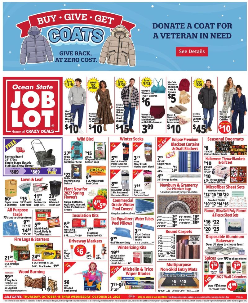 OCEAN STATE JOB LOT weekly ad Oct 15 – Oct 22, 2026 – page 1