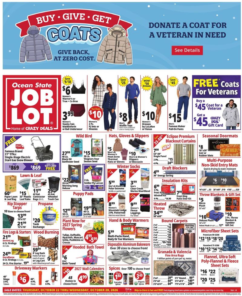 OCEAN STATE JOB LOT weekly ad Oct 22 – Oct 29, 2026 – page 1