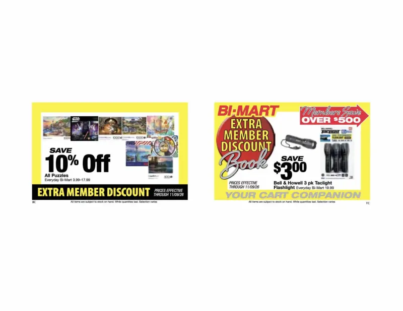 BI-MART weekly ad Oct 26 – Nov 28, 2026 – page 1