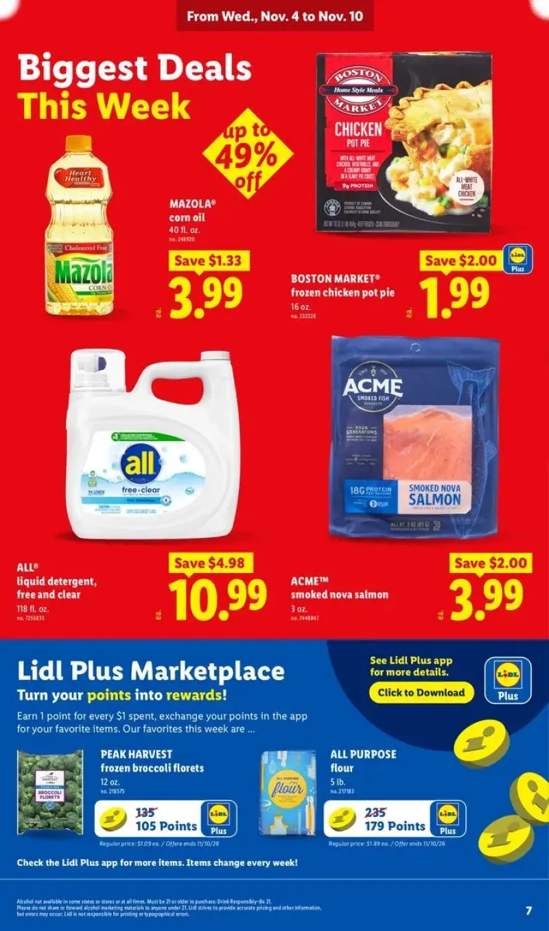 Weekly grocery deals and rewards featuring Boston Market frozen pot pies, smoked salmon, and baking essentials.