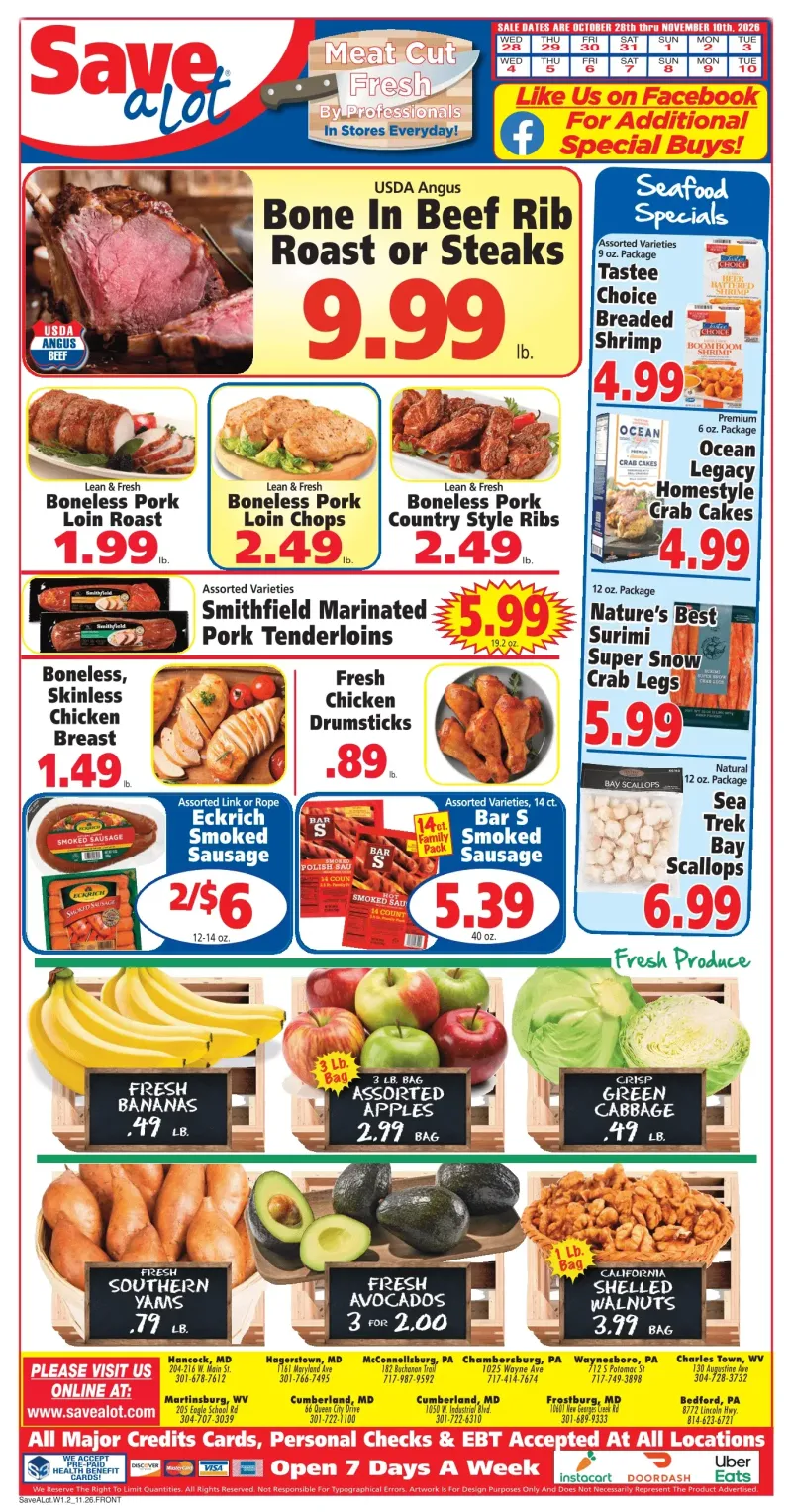 SAVE A LOT weekly ad Oct 28 – Nov 11, 2026 – page 1