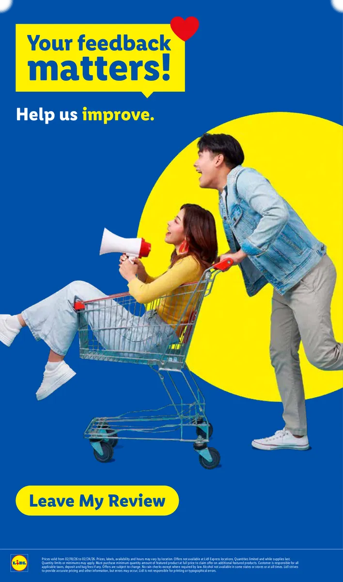 Lidl ad encouraging customers to leave feedback.